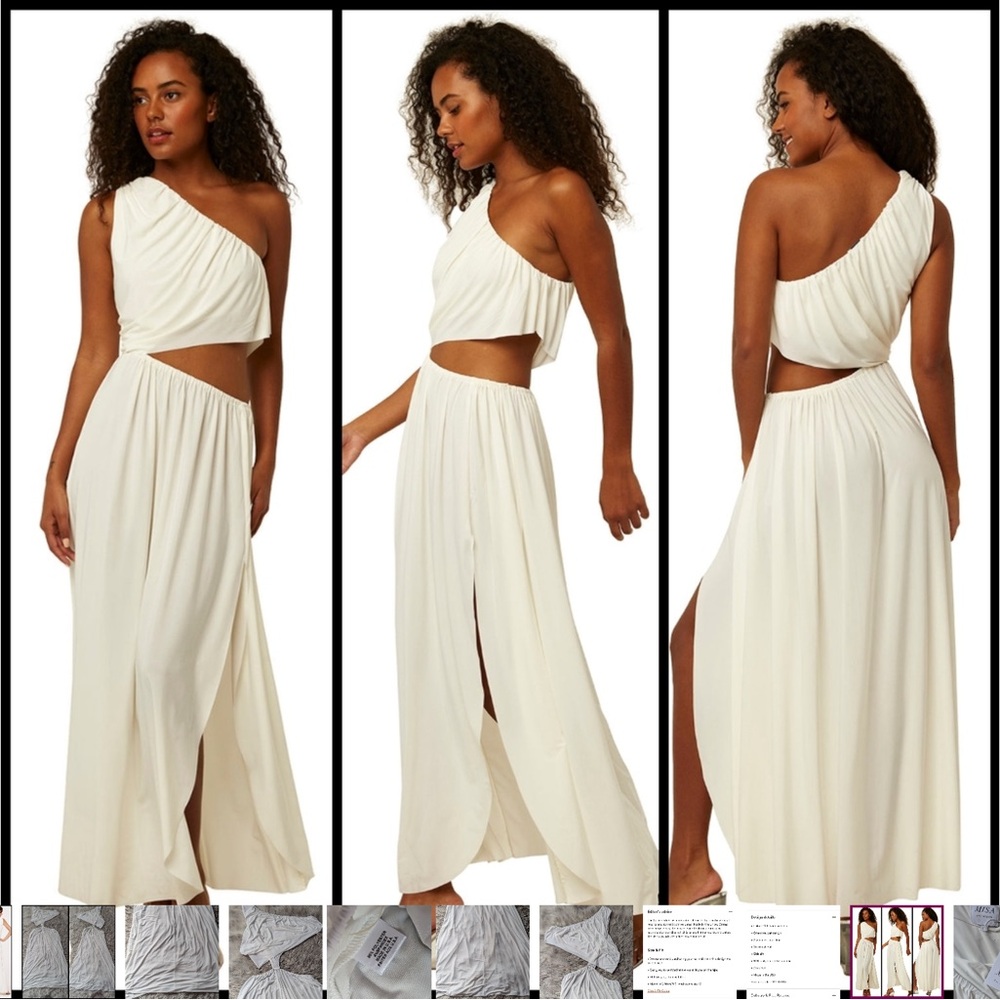 Misa Los Angeles Cream One-Shoulder Maxi DressSz M
